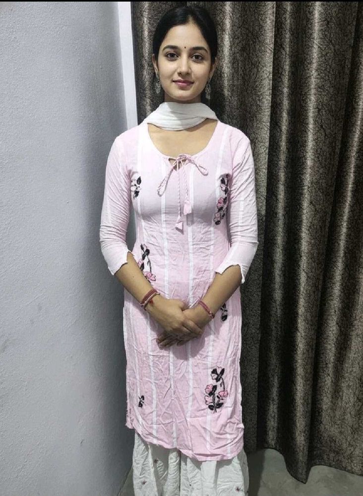 Pink Kurta Set with White Palazzo