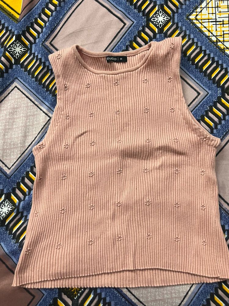 Pink Ribbed Tank Top