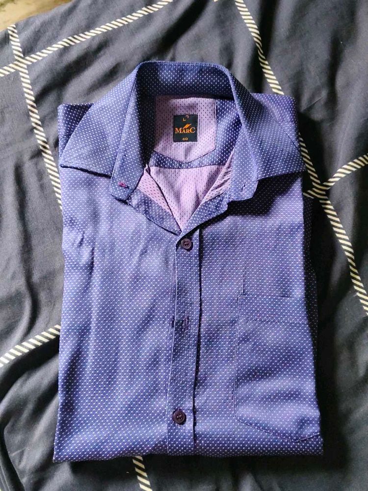 Marc Men's Blue Polka Dot Shirt