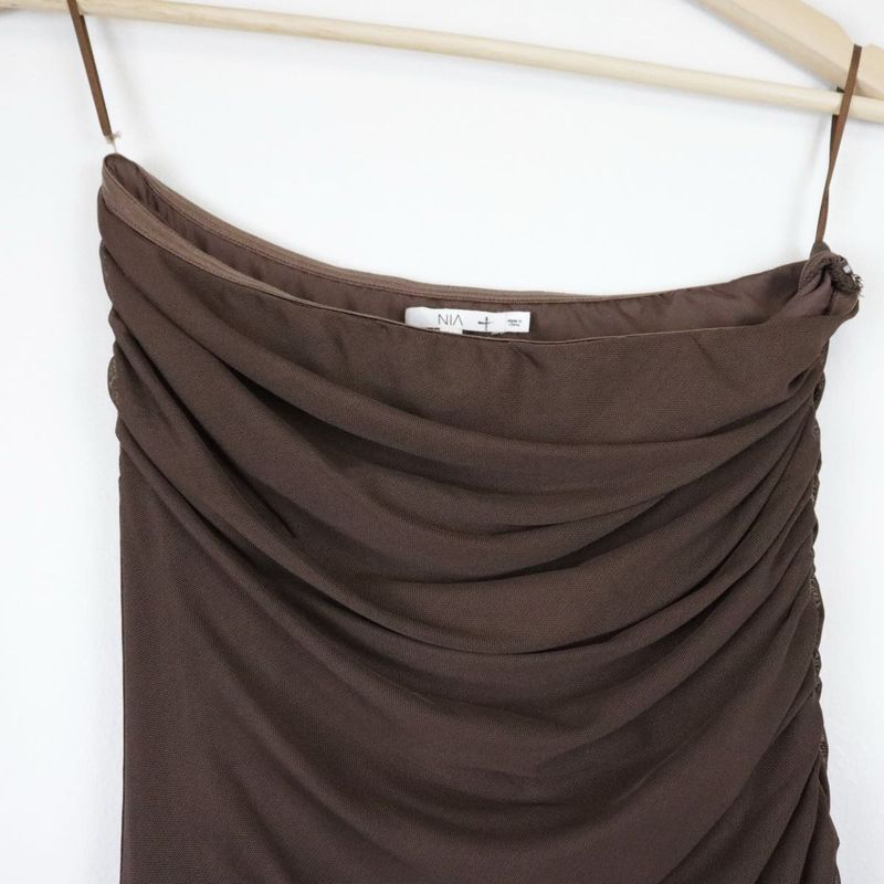 Chic Ruched Brown Off shoulder too