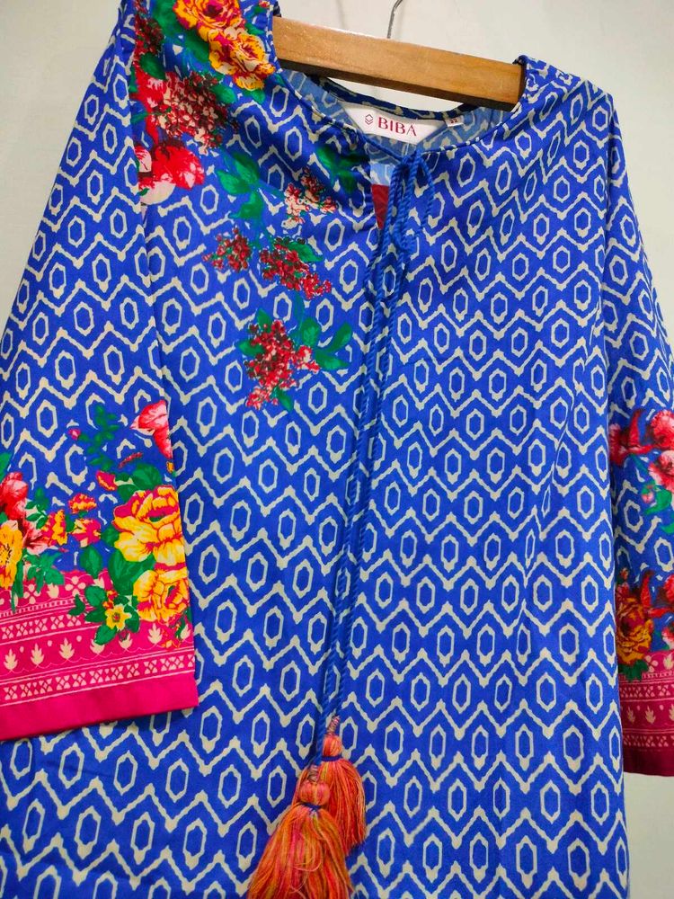 BIBA Blue Floral Print Kurta
