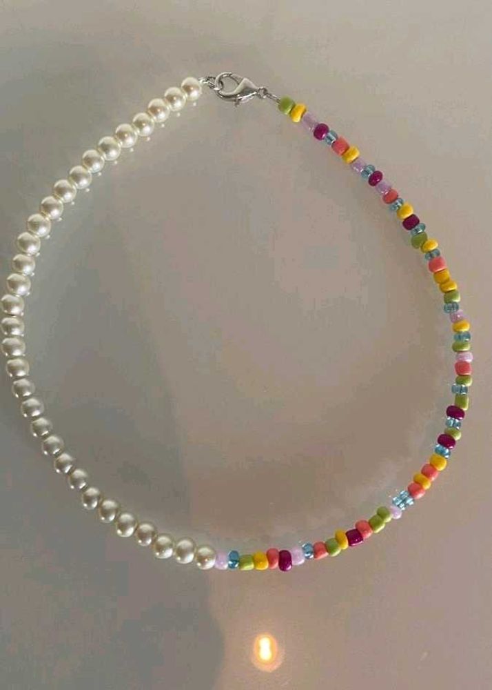 Beaded Pearl &amp; Color Bead Necklace