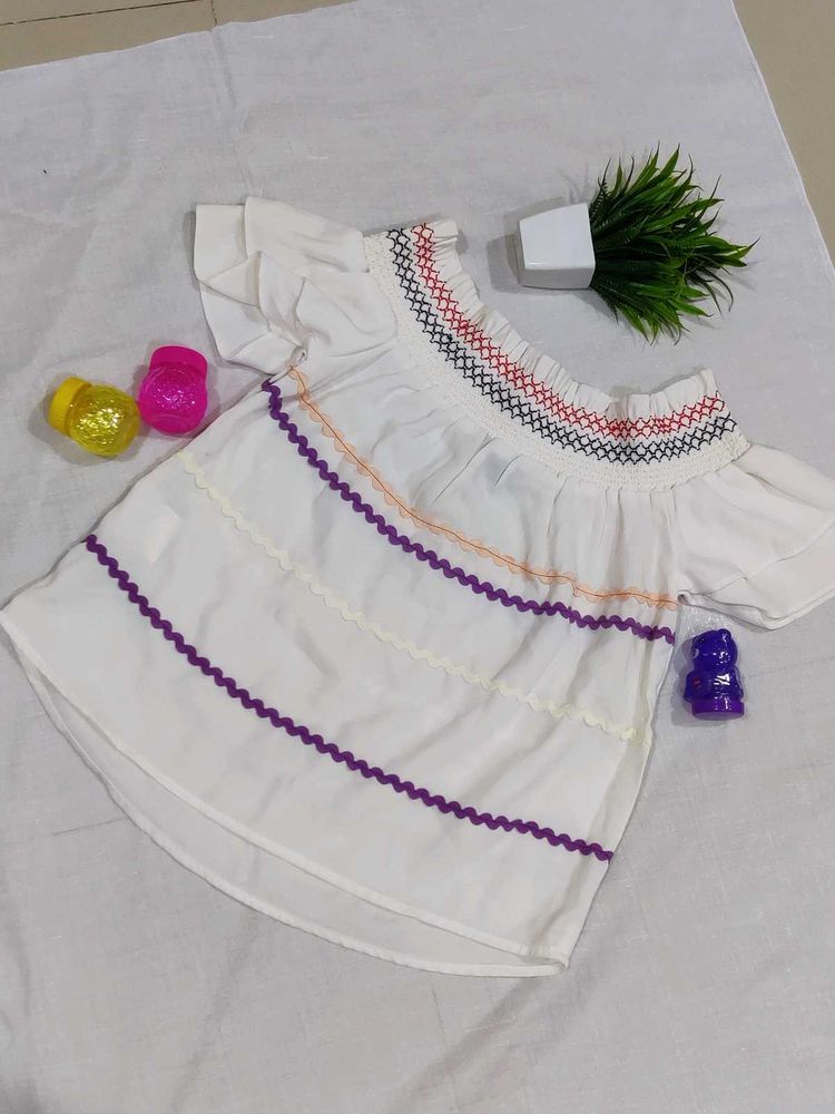 White Smocked Off-Shoulder top
