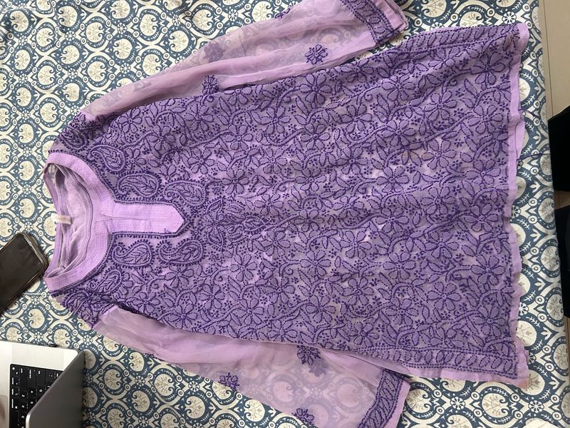 Lavender Chikankari Kurta with inner