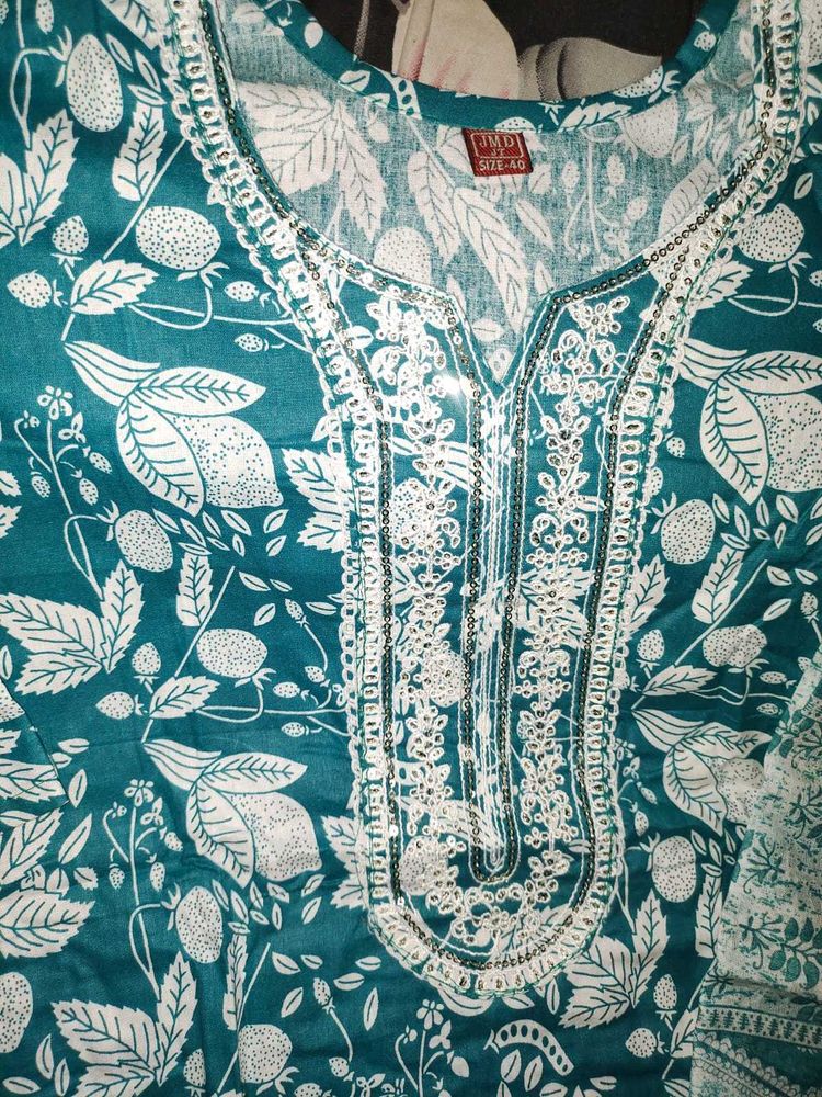 kurti plazo dupatta set cotton