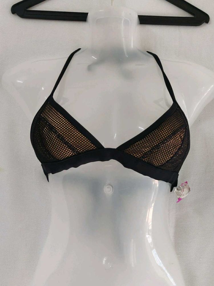 Black Mesh Triangle Bra
