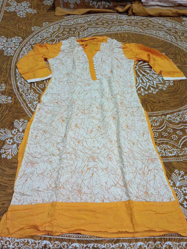 Stylish Yellow and cream colour Kurta