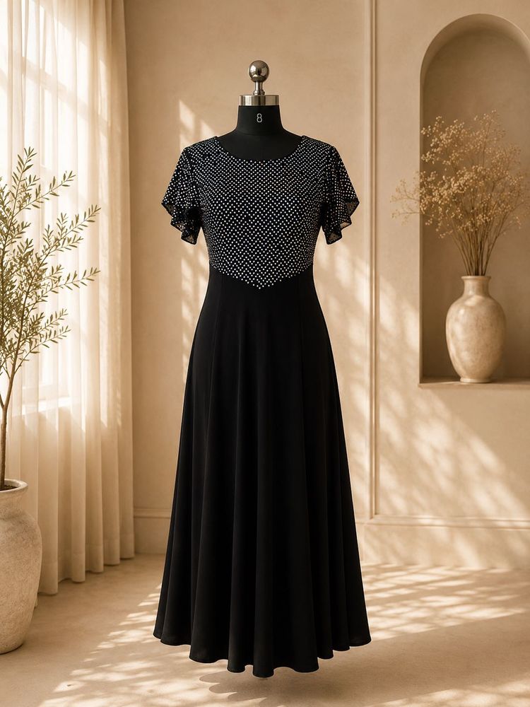Elegant Black Embellished Maxi Dress