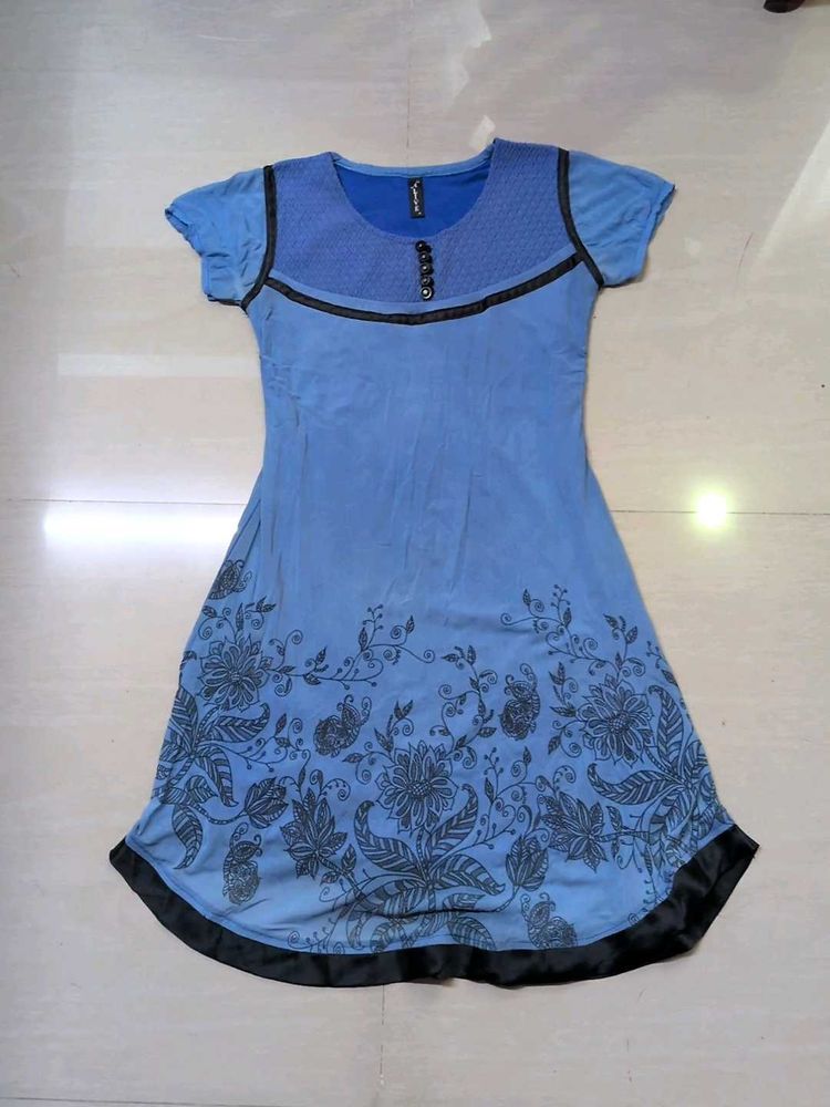 Stylish Blue Kurta with Floral Print