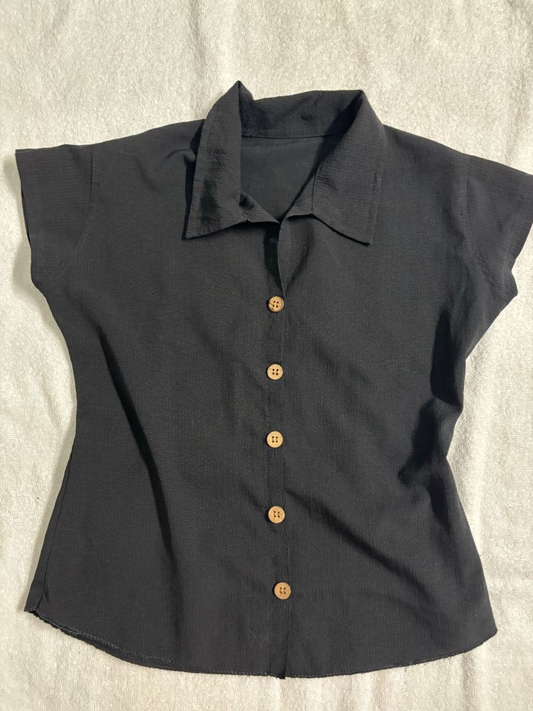 Chic Black Button-Down Top