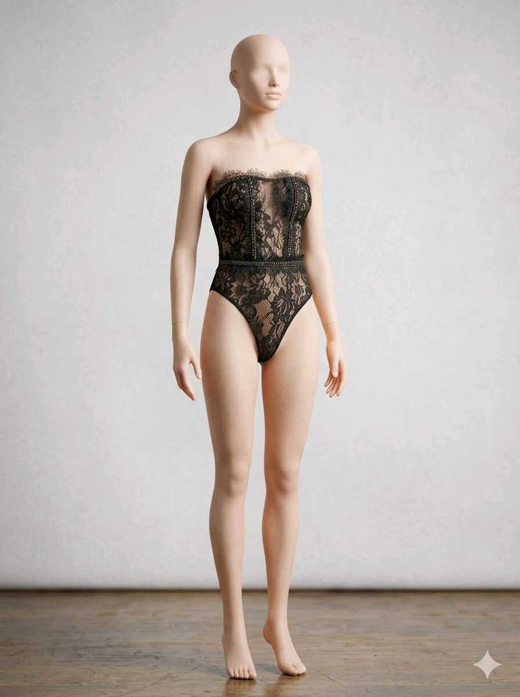 Black Lace Bodysuit with Chain Detail