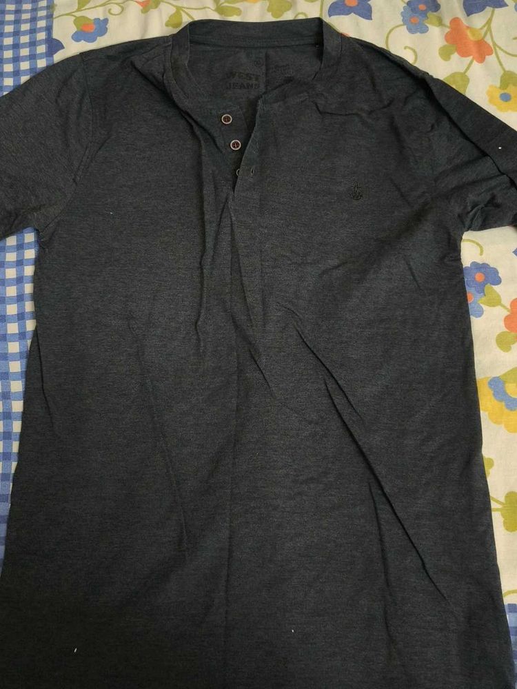 Men's Dark Grey Henley T-Shirt