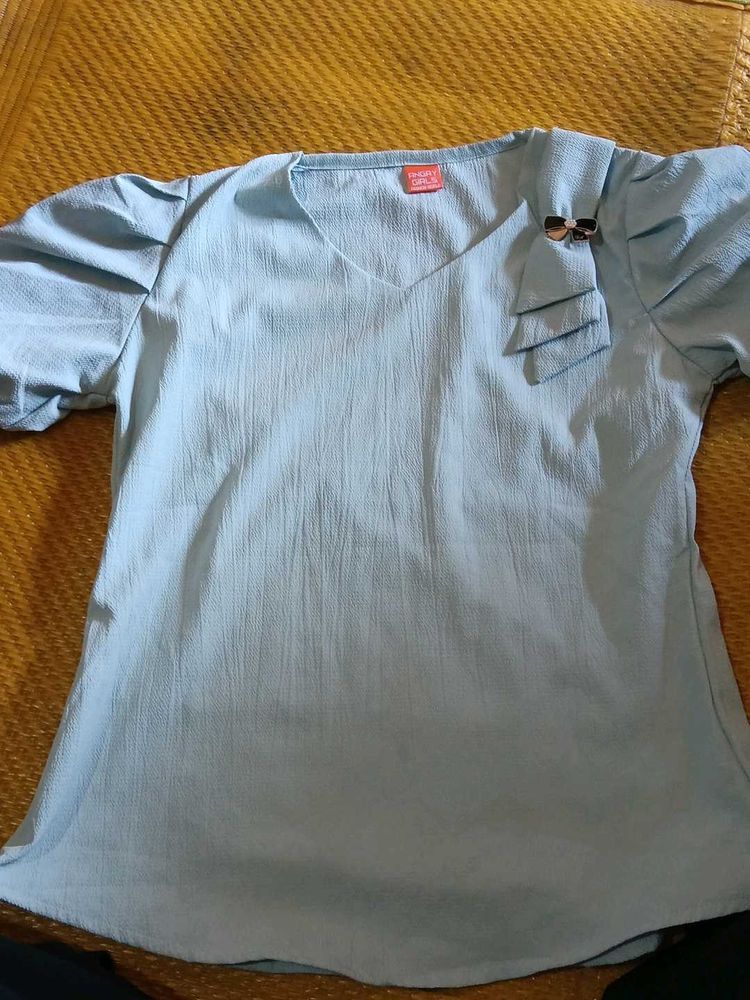 Cute Light Blue Top with Bow