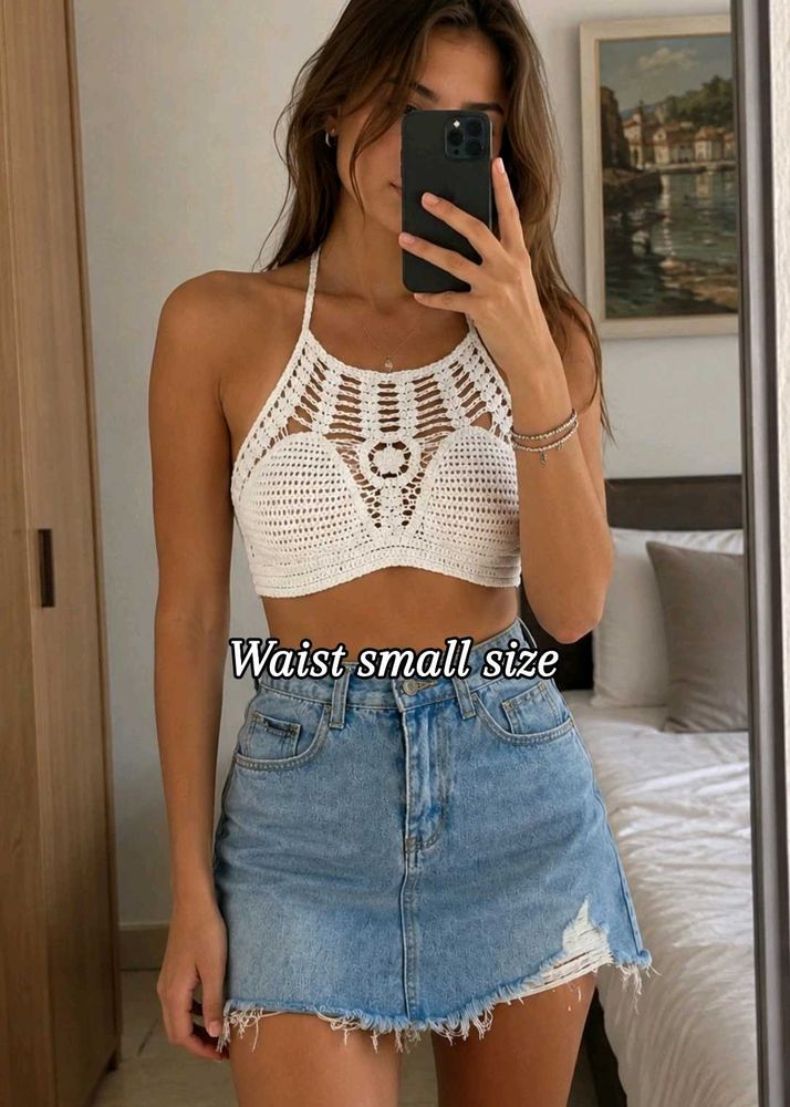 White Crochet Halter Top