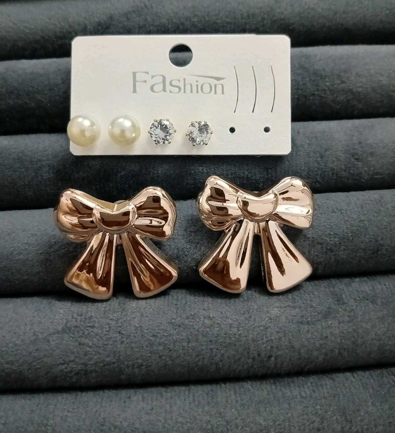Bow Stud Earrings + 2 Pairs