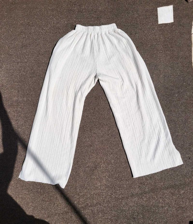 White Pleated Palazzo Pants