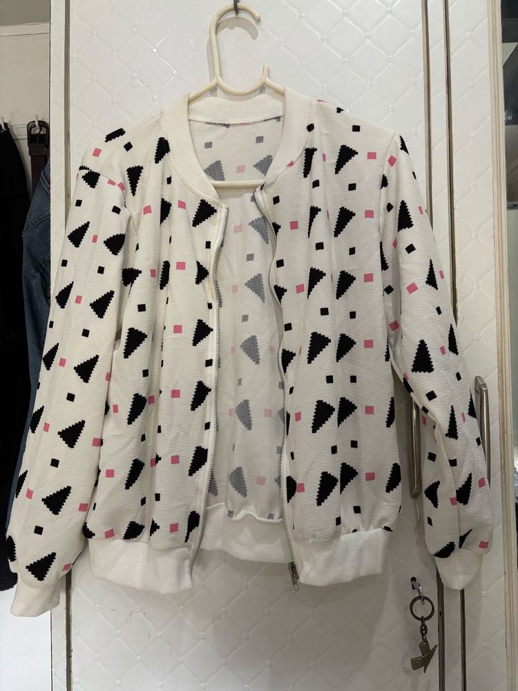 Geometric Print Bomber Jacket