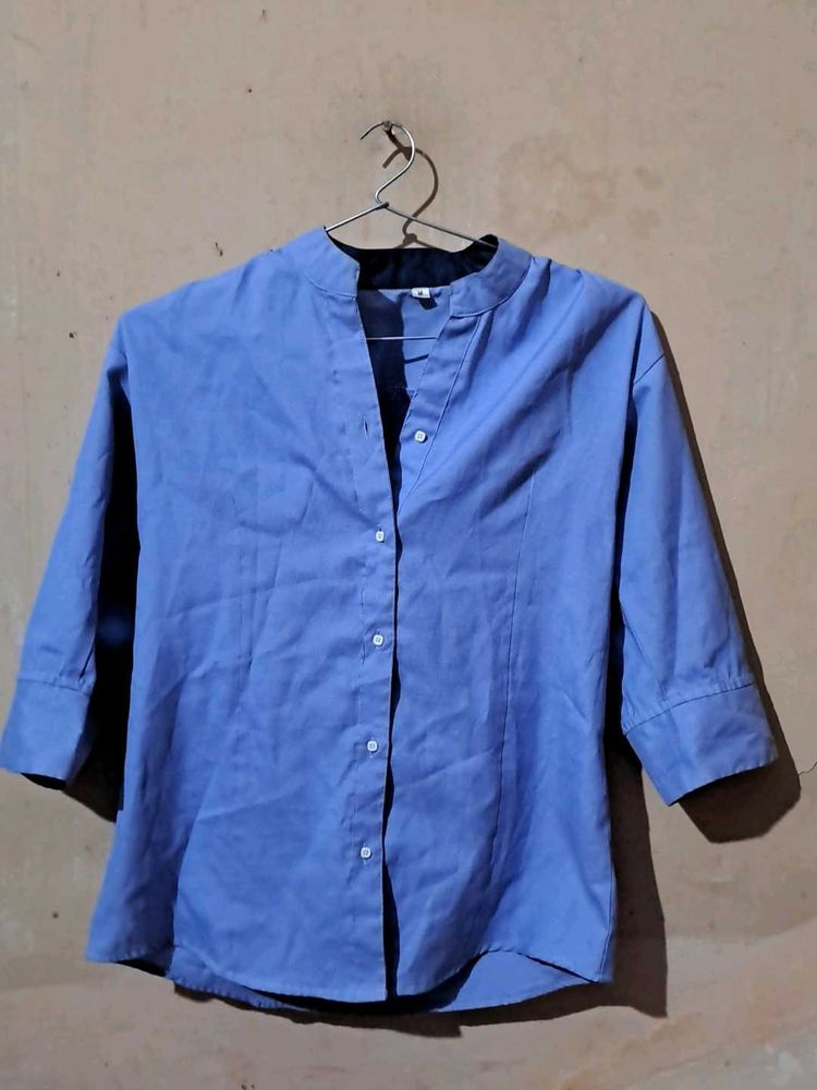 Blue Collared 3/4th Sleeve Top