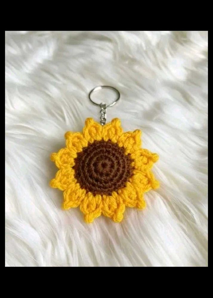 Sunflower Crochet Keychain