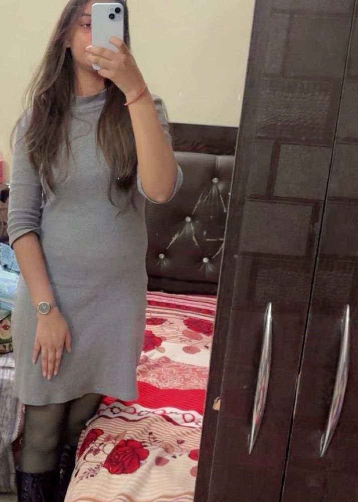 Gray Knit Mini Dress