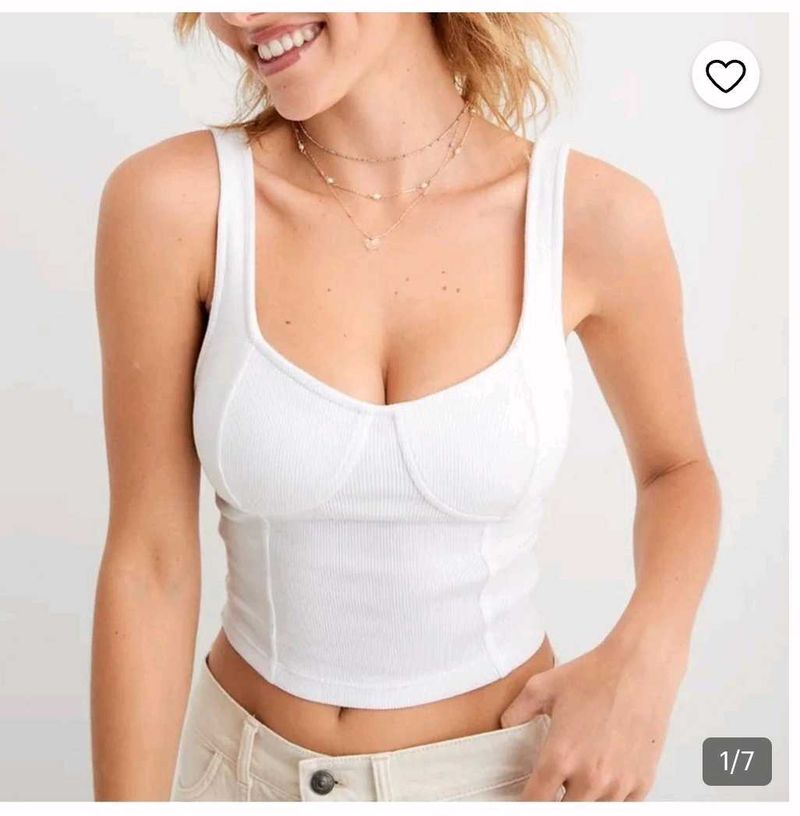 Ribbed White Bustier Tank Top