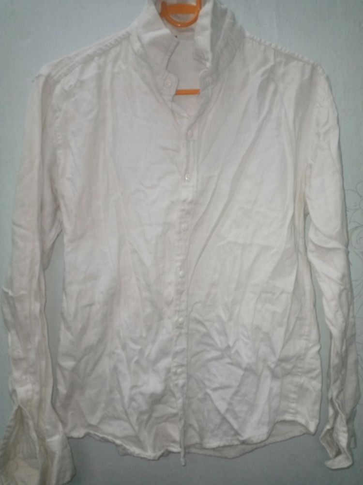 Basic White Linen Button Up Shirt
