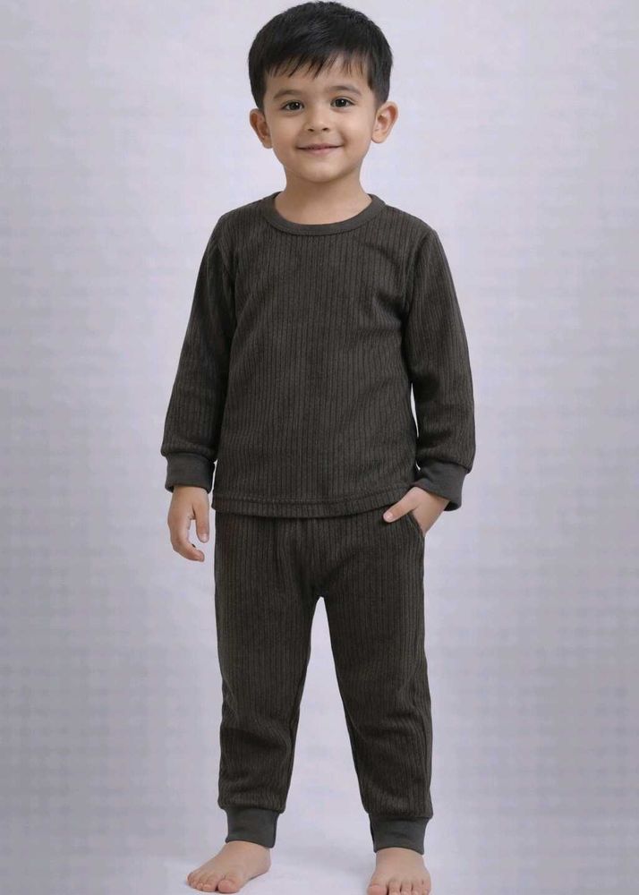 get free ₹99 item Brown Ribbed Lounge Set 2-3years