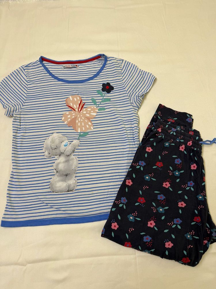 M&amp;S Pyjama Set with Teddy Bear &amp; Flowers