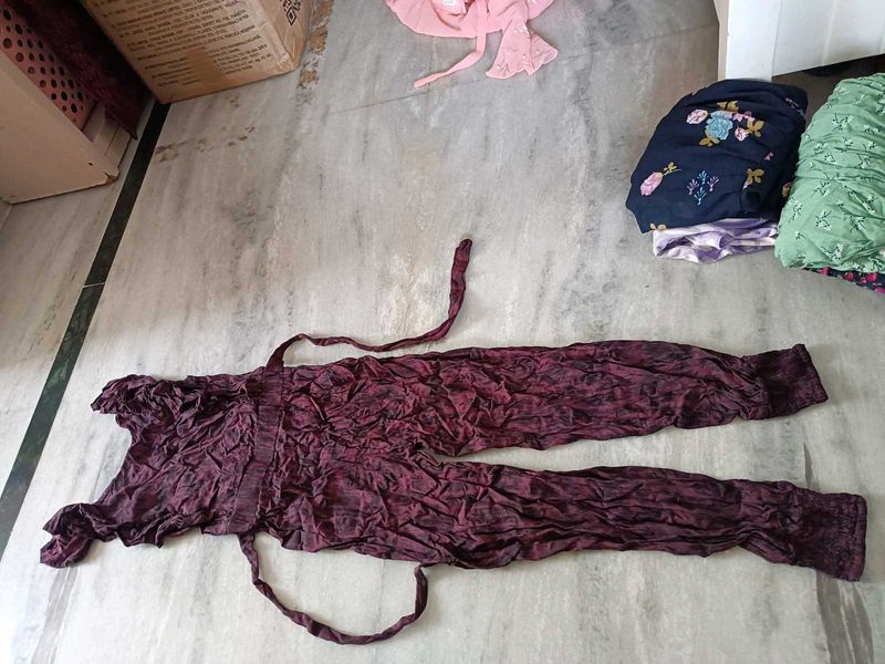 Stylish Maroon Printed jumpsuit