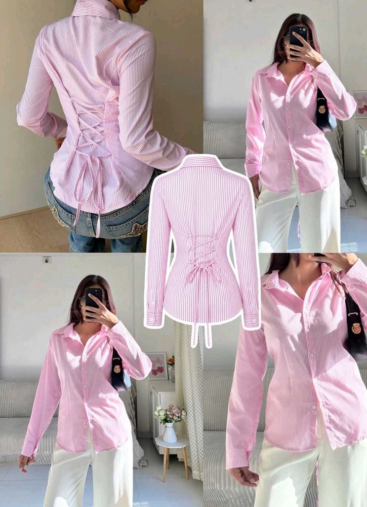 Pink Striped Corset Shirt