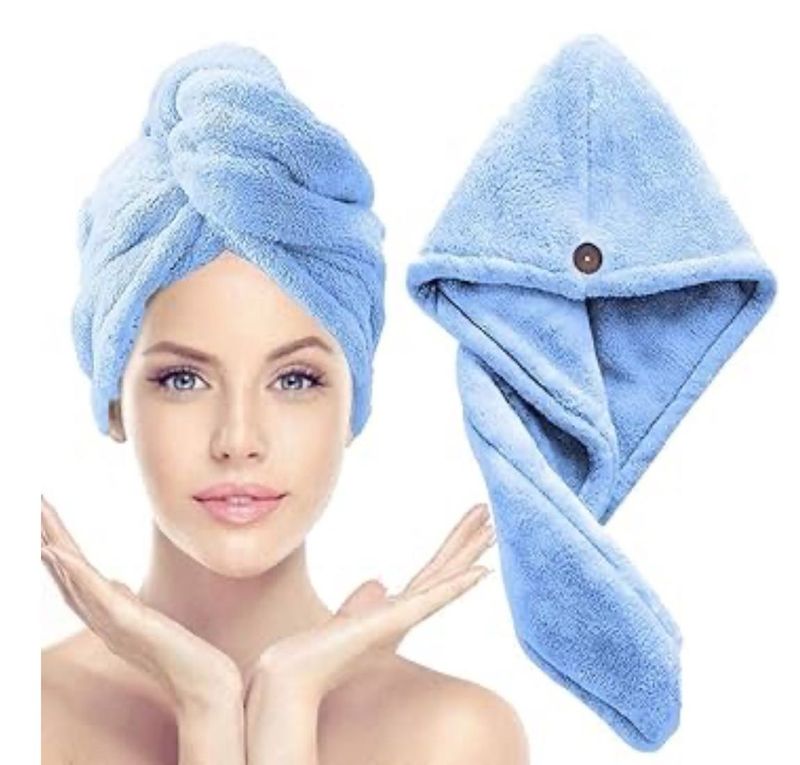 Blue Hair Towel Wrap