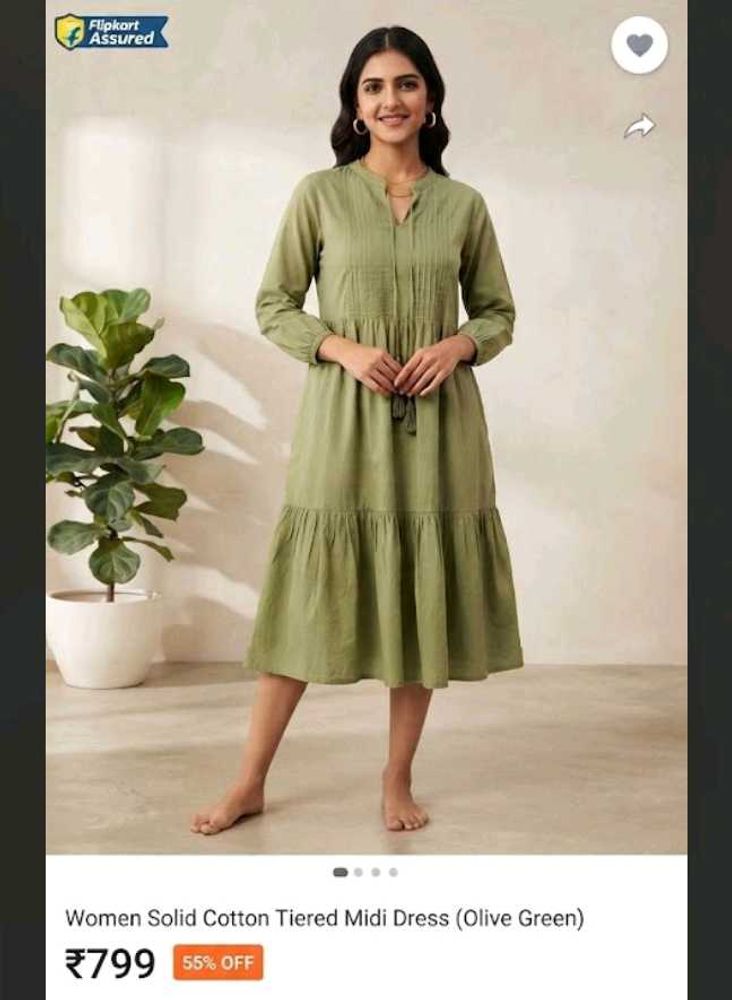 Green Tiered Midi Dress with Tassels