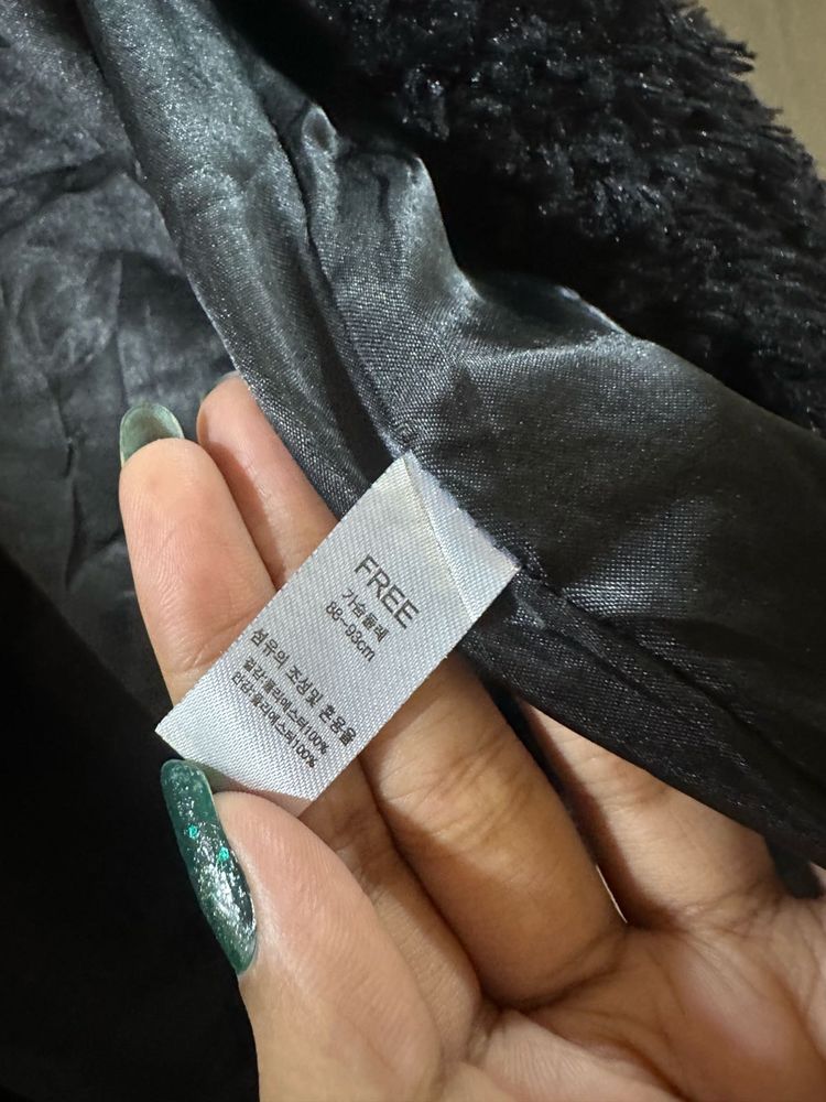 Black Faux Fur Open Front Jacket / Shrug – Korean