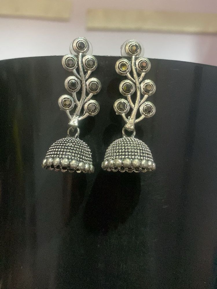 Oxidized Jhumka Earrings
