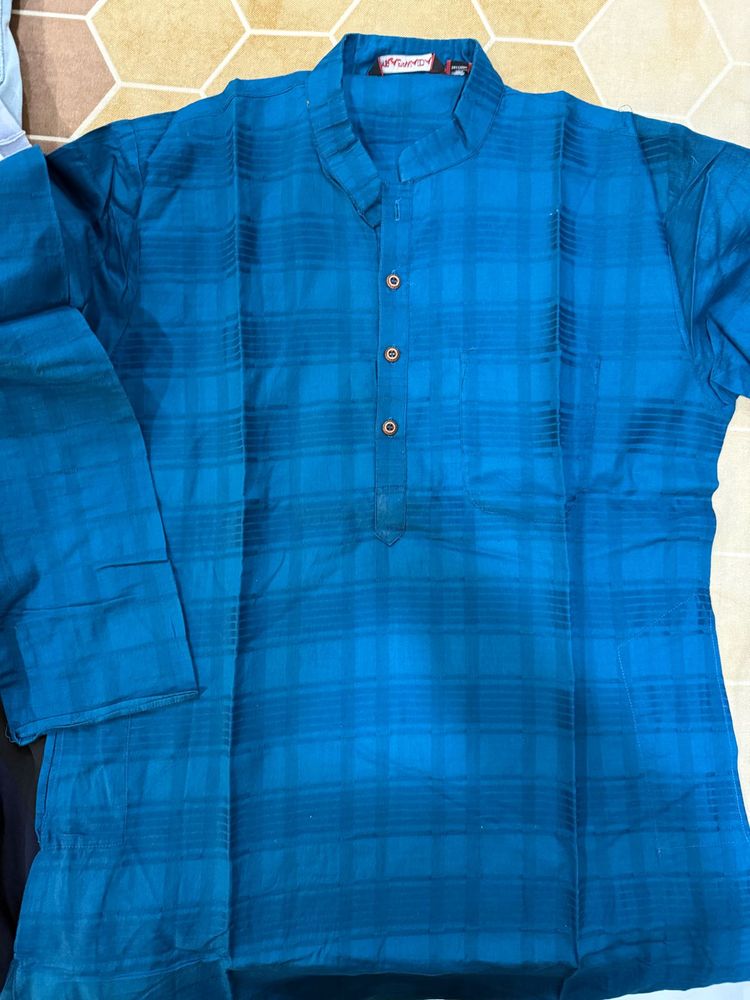 Stylish Blue Checkered Kurta