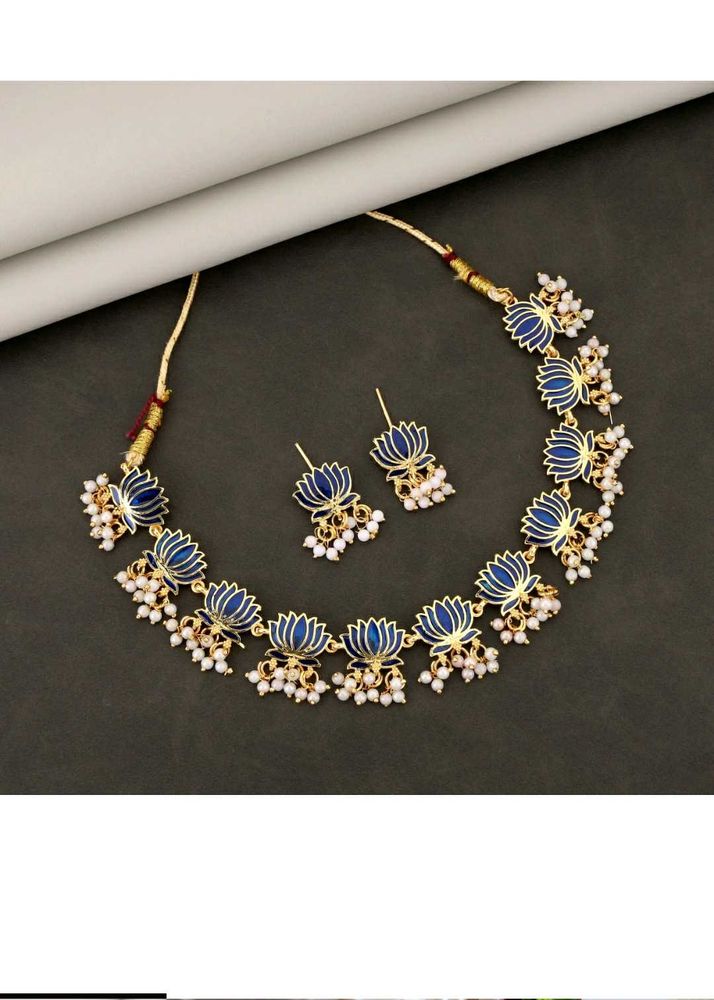 Blue Lotus Necklace and Earring Set