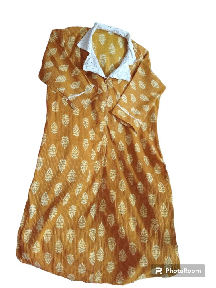 Pure Cotton Kantha Stitching Kurta With Hakoba Collar Panel