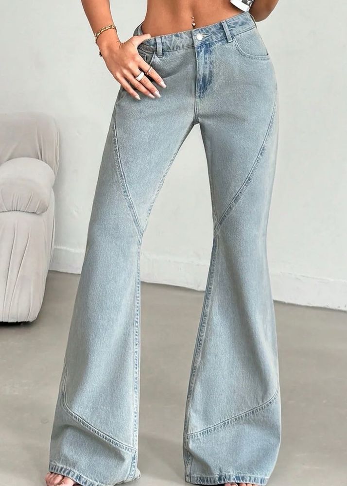 Flared Light Wash Denim Jeans