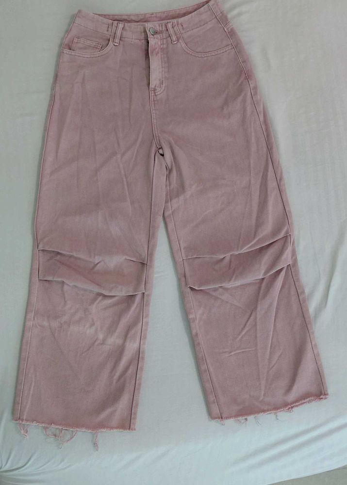 Pink Wide Leg Jeans