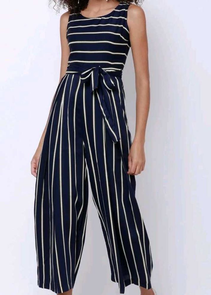 Tokiyo Talkies Blue Striped Culotte Jumpsuit - S