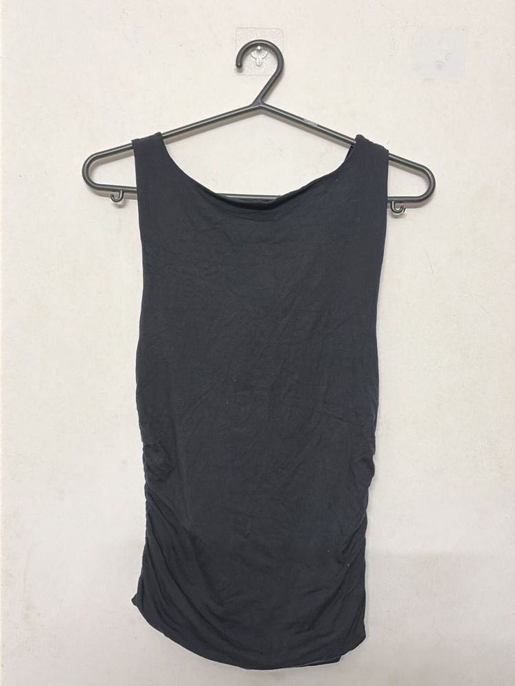 Black Ruched Tank Top