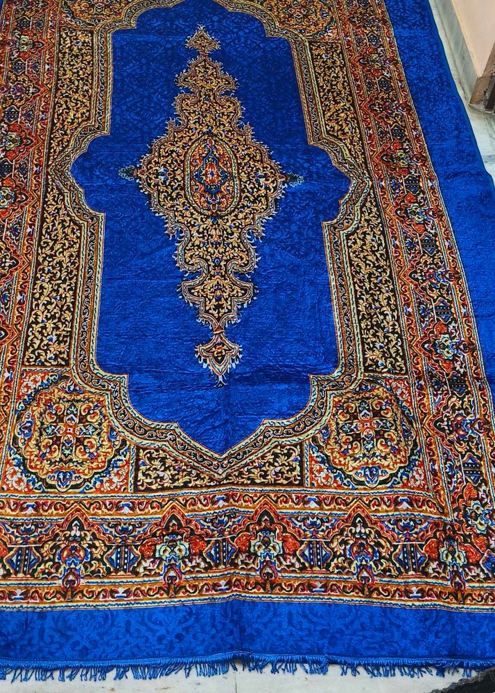 Vibrant Blue Persian-Style Rug