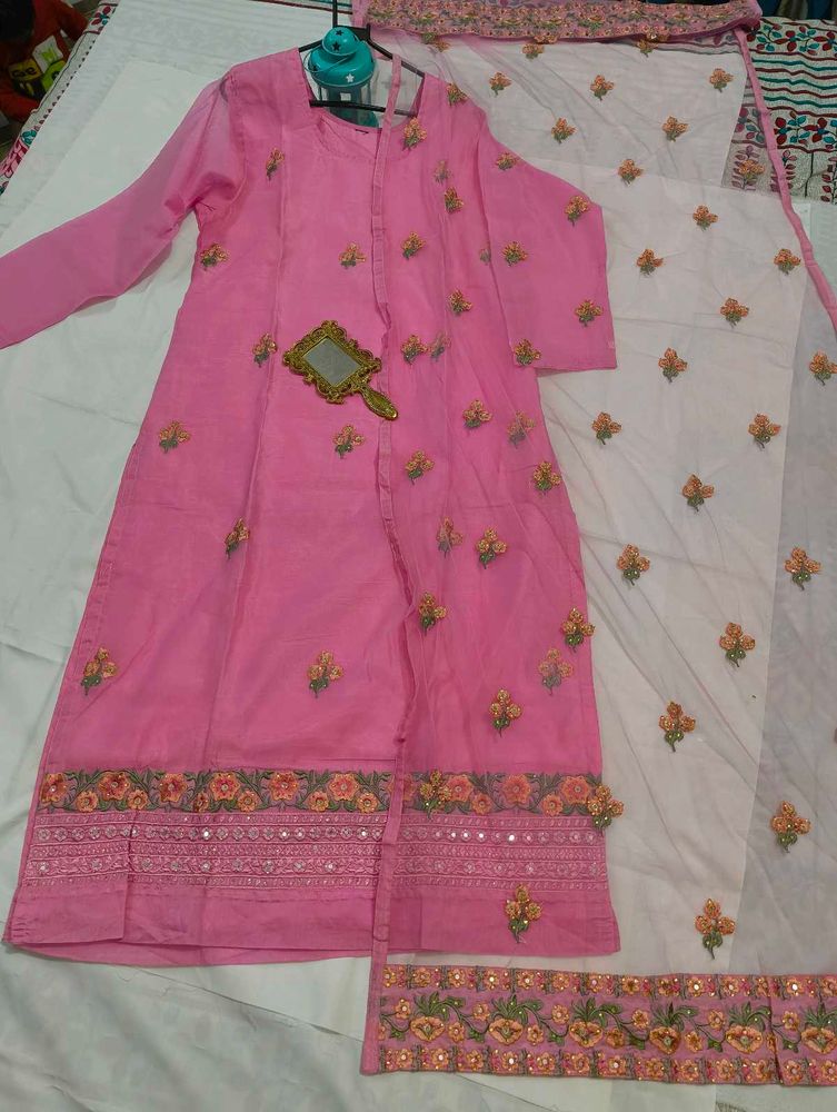 Pink Embroidered Salwar Suit