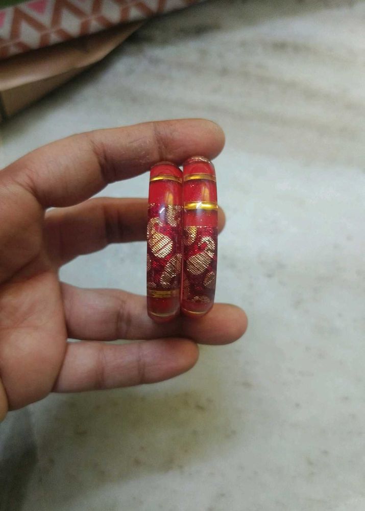 Red Bangles with Golden Print