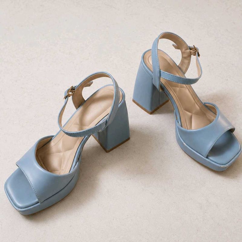 Chic Blue Platform Block Heels