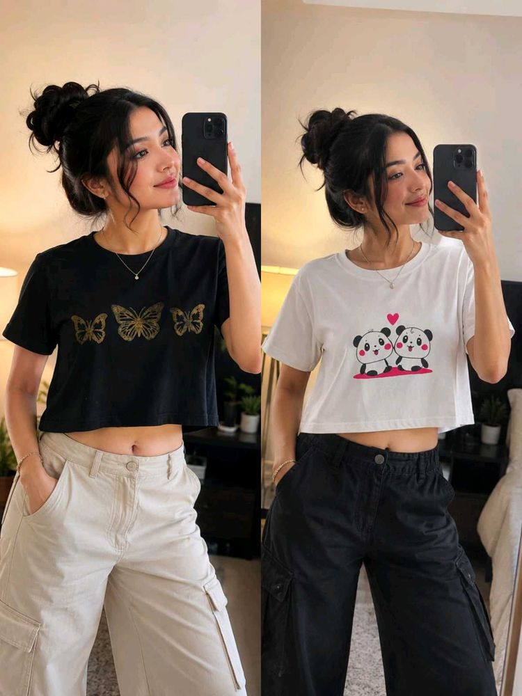 black and white crop top combo offer 😍