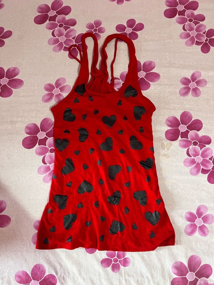 Red Heart Print Tank Top