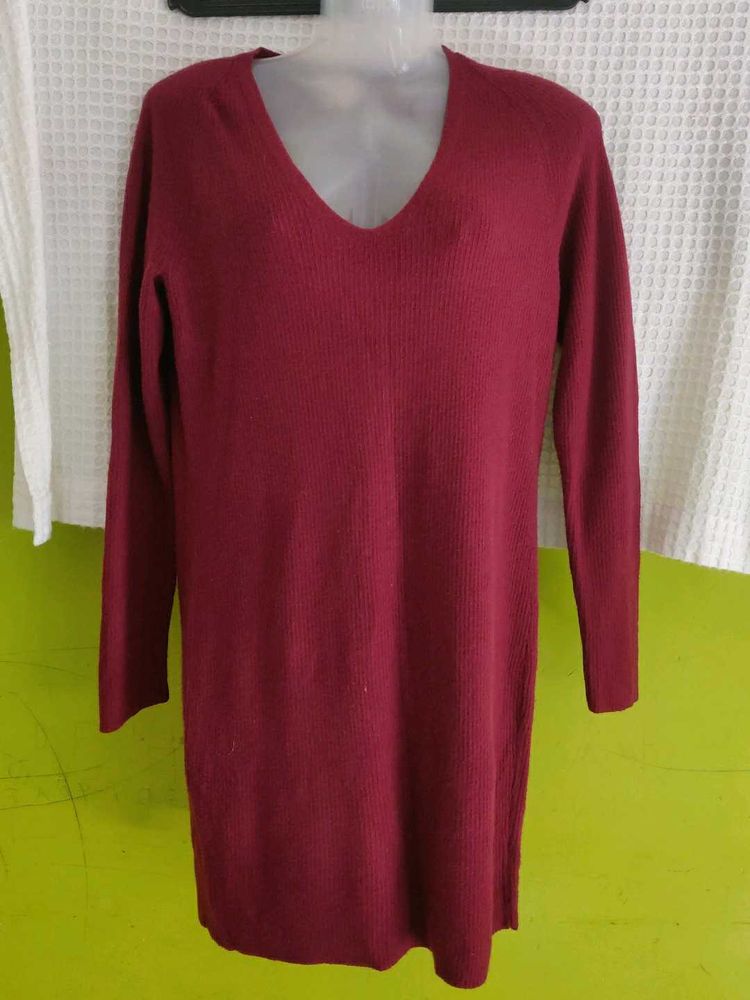 Burgundy Knit Sweater Dress
