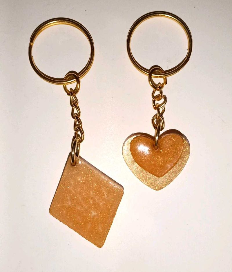 Cute Diamond &amp; Heart Keychain Set