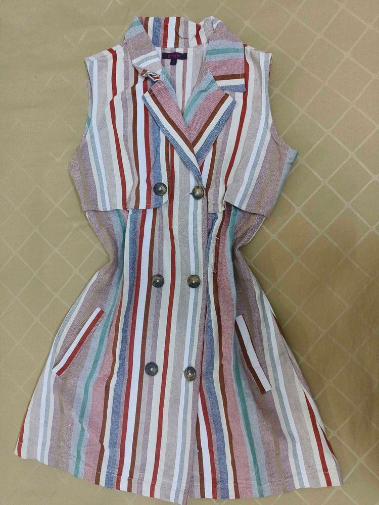 Striped Trench Mini Dress